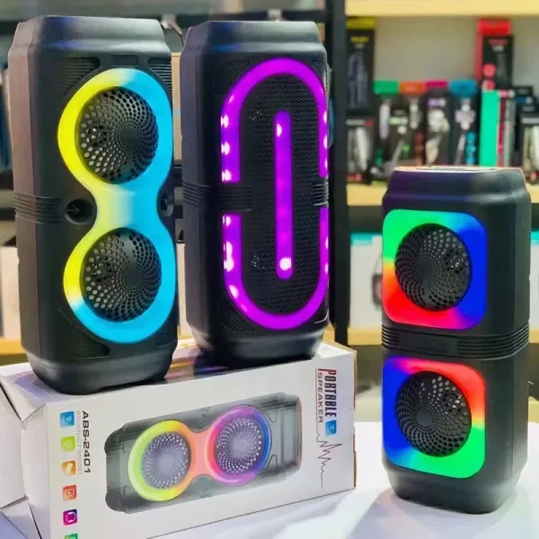 ABS-2402 hordozható vezeték nélküli hangszóró RGB ledes világítással - Image 3