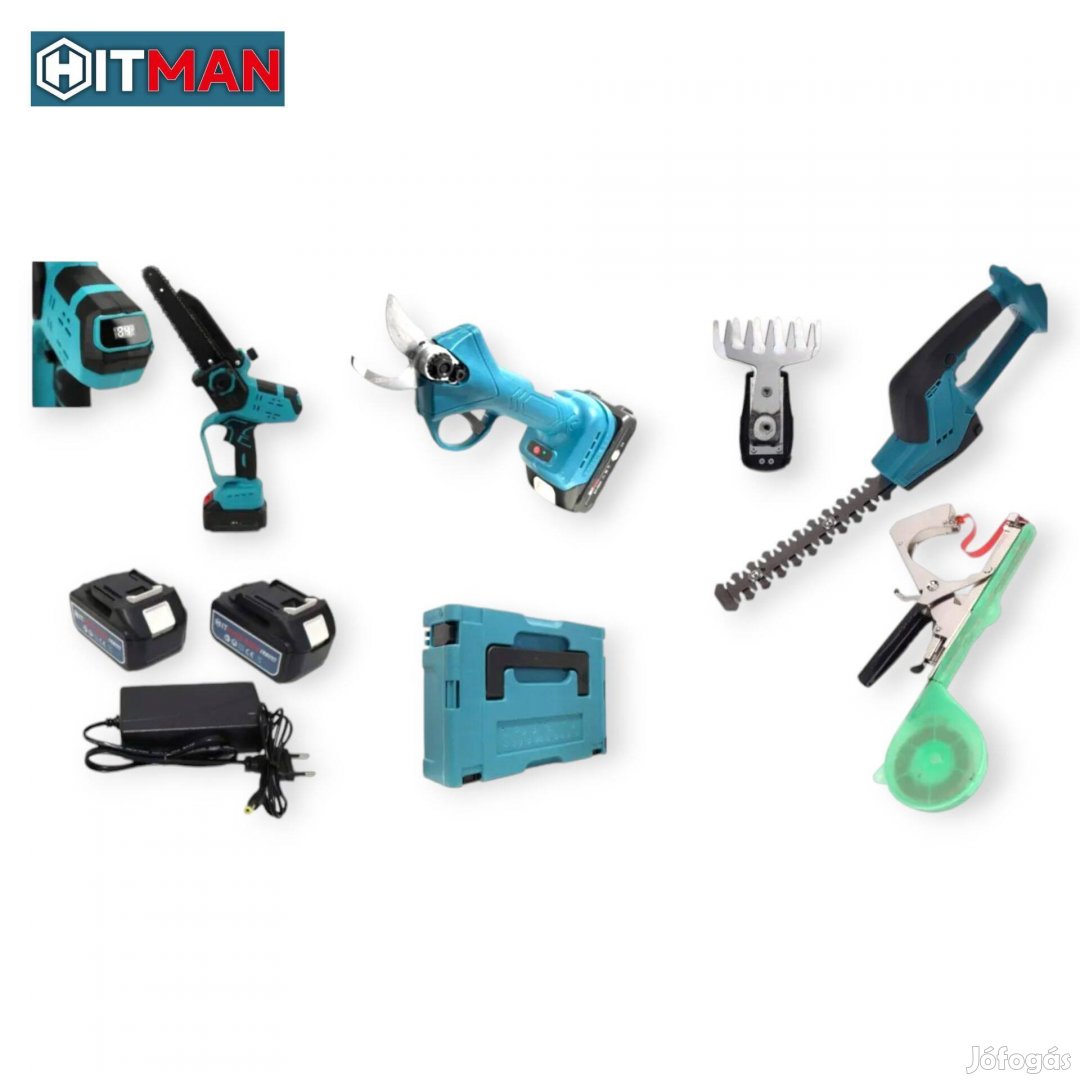 Hitman HT/Bacd-2449Rx 4 az 1-ben Akkus Kerti Szerszám Készlet,  mini láncfűrész, metszőolló, 2 az 1-ben sövényvágó és fűnyíró - Image 9