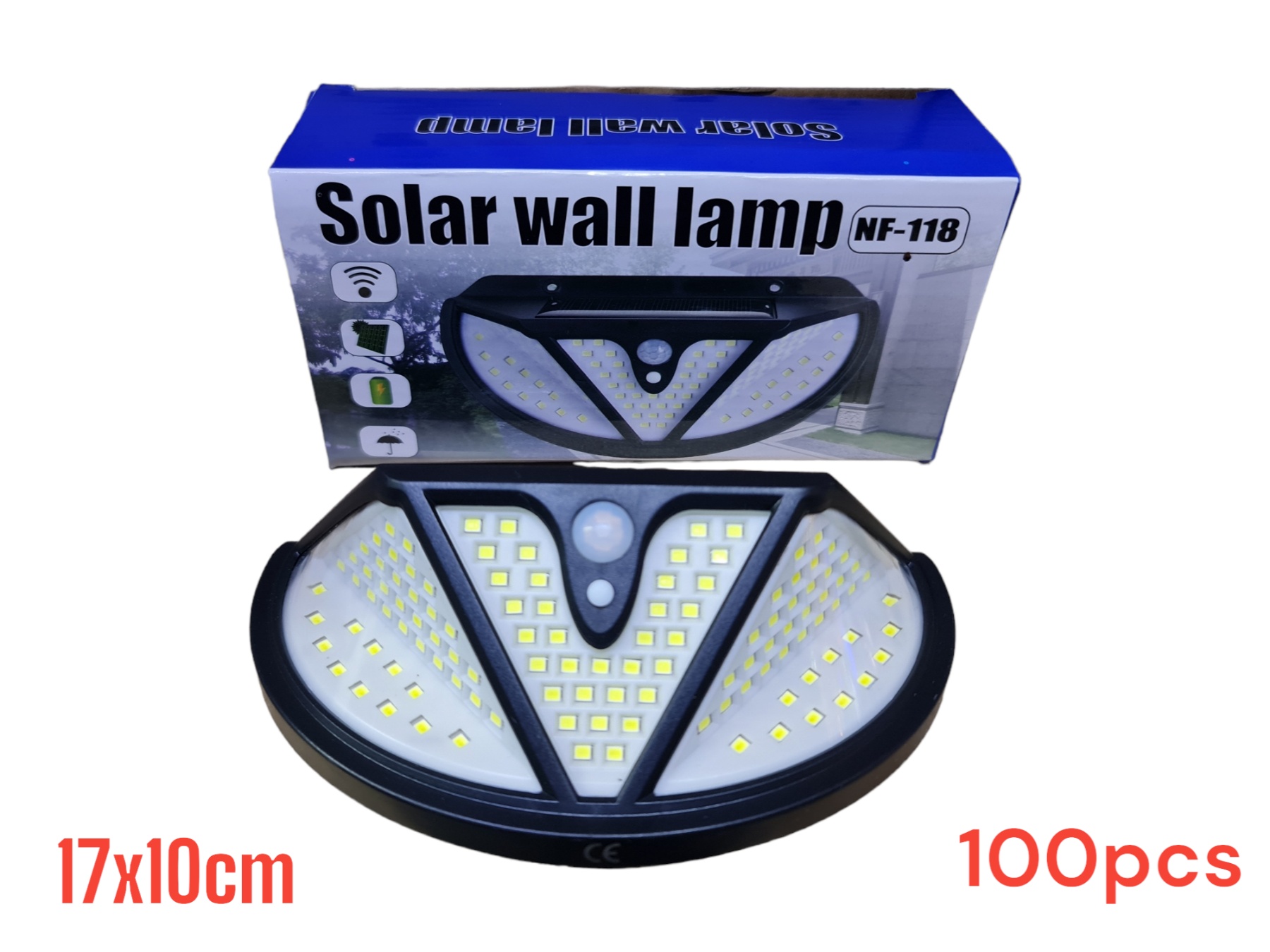 NF-118 napelemes kültéri mozgásérzékelős fali lámpa 17 118 SMD ledes, 17 x 10 cm - Image 2