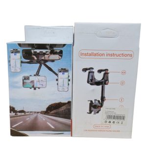 ZJ099 autós visszapillantó tükör telefontartó 360 fokban forgatható fekete