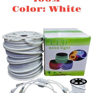 Rugalmas neon LED fénycső, 100 m tekercs, fehér, IP65
