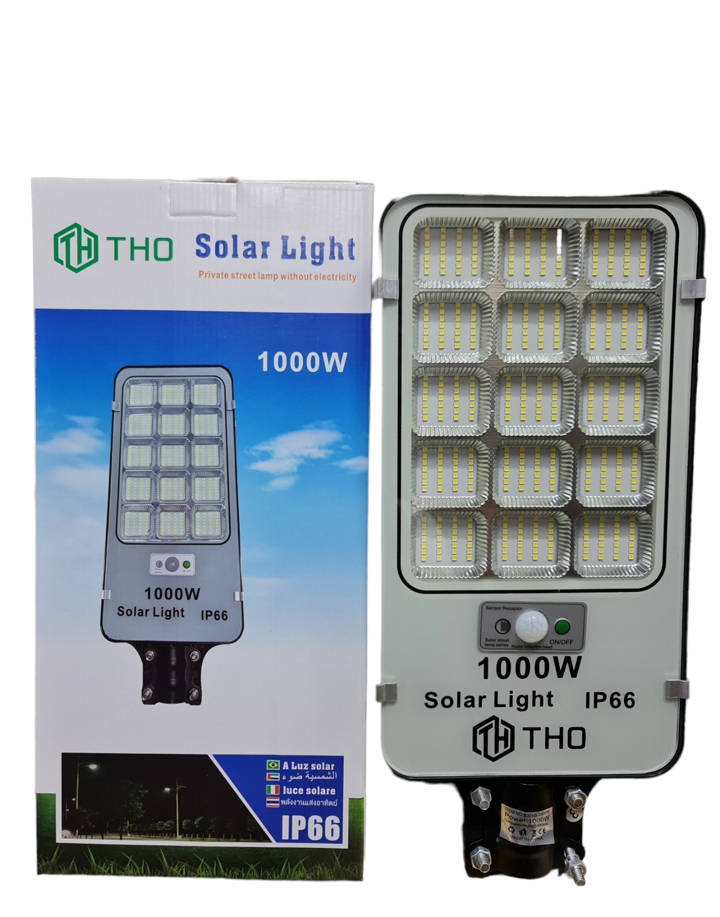 THO Kültéri napelemes LED reflektor mozgásérzékelővel és távírányítóval,1000W, IP66 - Image 2