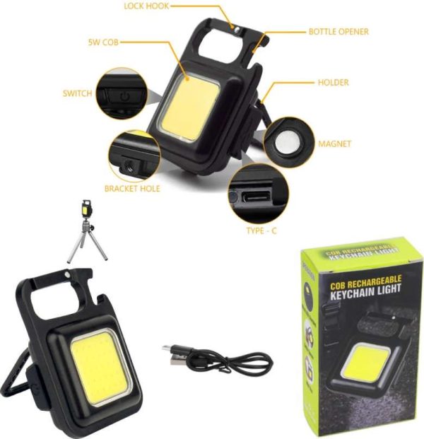 COB Kulcstarós mini lámpa USB-vel tölthető, sörnyitóval - Image 5