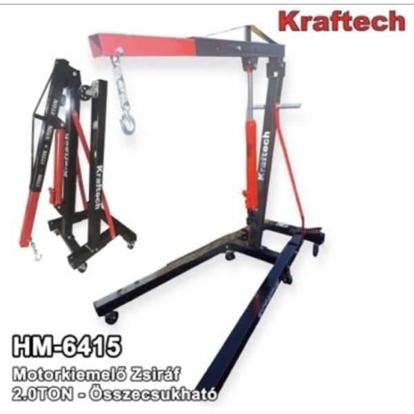 Kraftech HM-6415 Hidraulikus motorkiemelő zsiráf, műhelydaru, 2 tonnás - Image 4