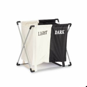 Textil szennyes kosár kétféle rekesszel , dark , light