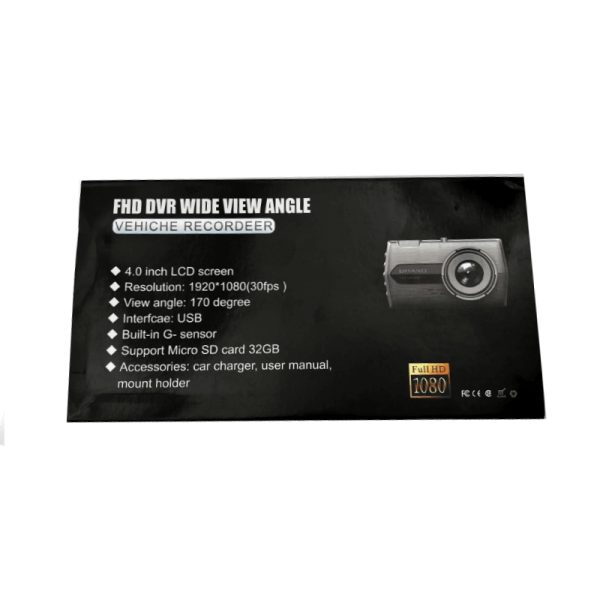 FHD DVR széles látószögű menetrögzítő kamera, tolató kamerával, FULL HD, 4 colos kijelzővel - Image 5