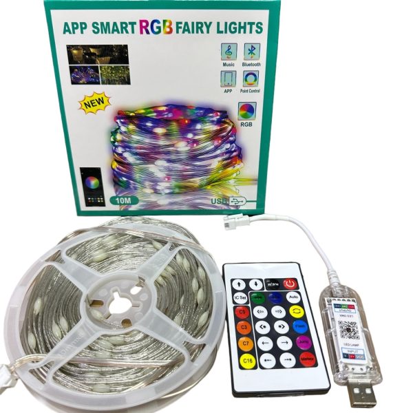 10 méteres intelligens RGB Karácsonyfa LED fűzér zeneszinkronizálással, Smart APP Control /24 gombos távirányítós - Image 4
