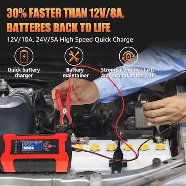 Intelligens Akkumulátor Töltő 12V-24V, 18.3x8x6 cm - Image 4