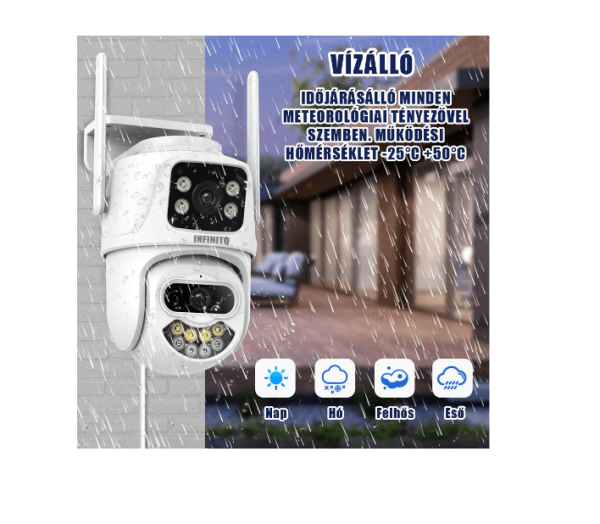 Térfigyelő Kamera Smart WIFI, INFINITQ™, 6MP 2K, Ultra HD, 360°-ban Forgatható,színes Éjjellátó Móddal Kártya/Felhő Tárolás, Kétirányú Kommunikáció, Mozgásérzékelés Vízálló, - Image 3