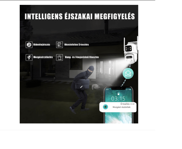 Térfigyelő Kamera Smart WIFI, INFINITQ™, 6MP 2K, Ultra HD, 360°-ban Forgatható,színes Éjjellátó Móddal Kártya/Felhő Tárolás, Kétirányú Kommunikáció, Mozgásérzékelés Vízálló, - Image 5