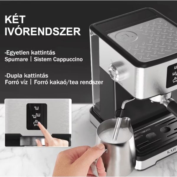Kaif Style Explora Series ,Manuális kávéfőző 3 az 1-ben, Nespresso kapszula ,őrölt, kávékávépárna, 20 bar, 1400 W, azonnali előmelegítés 20 másodpercig, programozható, tejhab, forró víz,TC51A - Image 3
