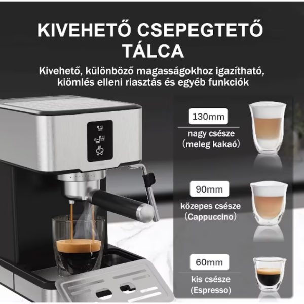 Kaif Style Explora Series ,Manuális kávéfőző 3 az 1-ben, Nespresso kapszula ,őrölt, kávékávépárna, 20 bar, 1400 W, azonnali előmelegítés 20 másodpercig, programozható, tejhab, forró víz,TC51A - Image 4