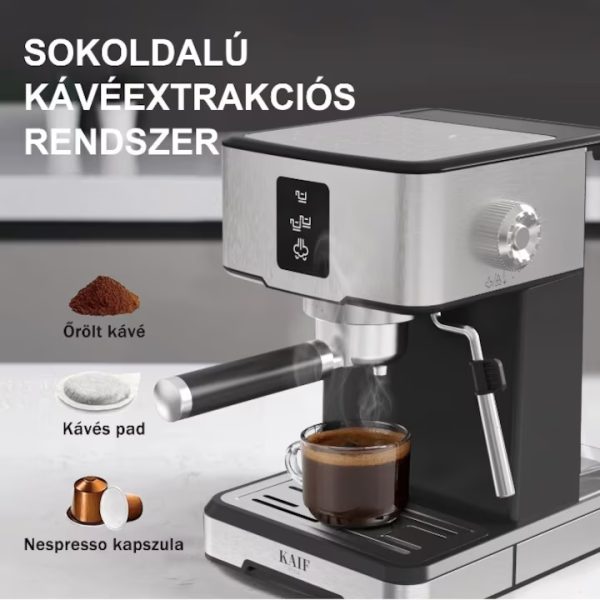 Kaif Style Explora Series ,Manuális kávéfőző 3 az 1-ben, Nespresso kapszula ,őrölt, kávékávépárna, 20 bar, 1400 W, azonnali előmelegítés 20 másodpercig, programozható, tejhab, forró víz,TC51A - Image 5