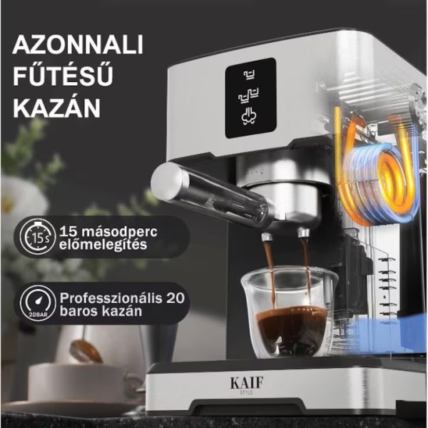 Kaif Style Explora Series ,Manuális kávéfőző 3 az 1-ben, Nespresso kapszula ,őrölt, kávékávépárna, 20 bar, 1400 W, azonnali előmelegítés 20 másodpercig, programozható, tejhab, forró víz,TC51A - Image 7