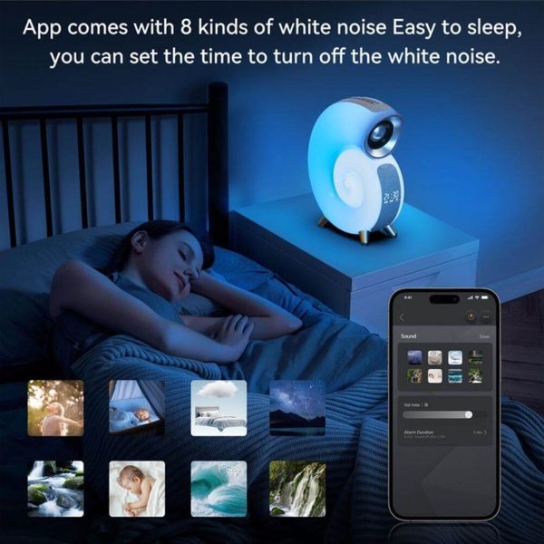 Csigaház Éjszakai fény, Bluetooth hangszoró és ébresztő óra, napfelkelte szimulációval - Image 9