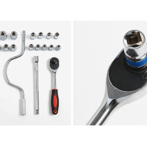 Racsnis Dugókulcskészlet 24 db -os hajlított ruddal kofferban