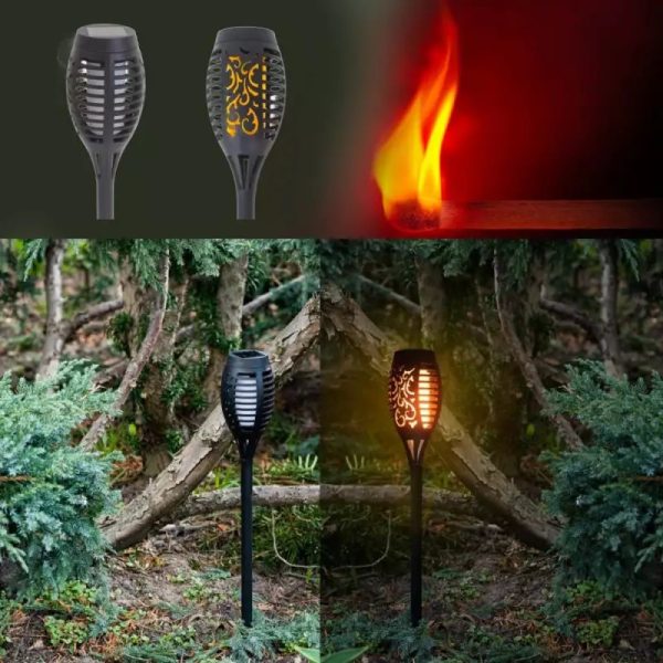 Napelemes Kerti fáklya lámpák 12 led,51,7×7 cm, 4 db