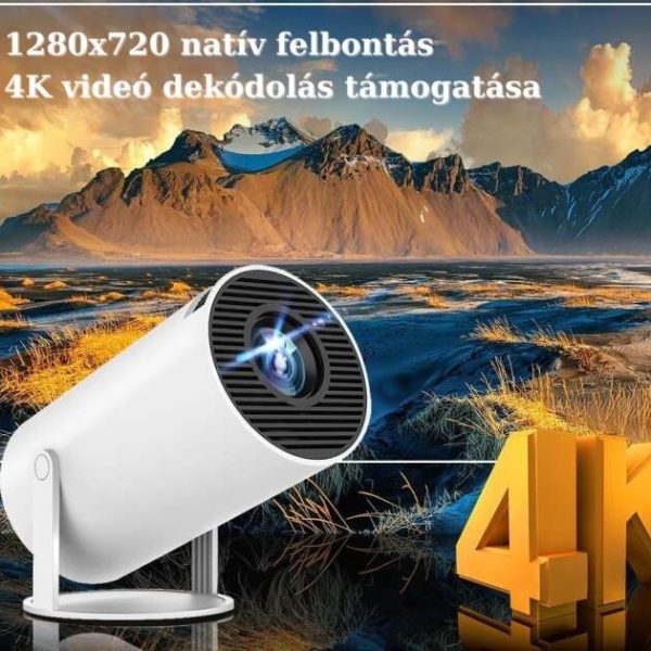 HY300 hordozható videoprojektor, Smart 4K Ultra HD, 5G wifi , beépített hangszóró, autofókusz, Bluetooth 5.0, LED, állítható vetítés 180 fokos elforgatás, fehér - Image 7