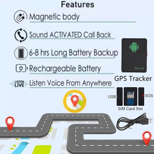Mini A8 gsm/gprs/gps nyomkövető és helymeghatározó, hívás és SMS értesítéssel - Image 3