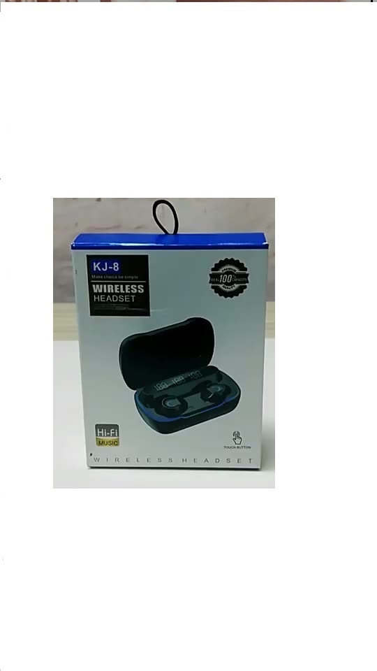 KJ-8 vezeték nélküli bluetooth fülhallgató digitális kijelzővel - fekete - Image 2