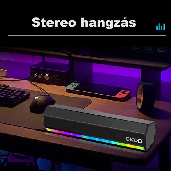 OKOP KP-557 Bluetooth hangszóró, 10W, USB, TF, FM, TWS, BT, AUX és RGB (másolat) - Image 2