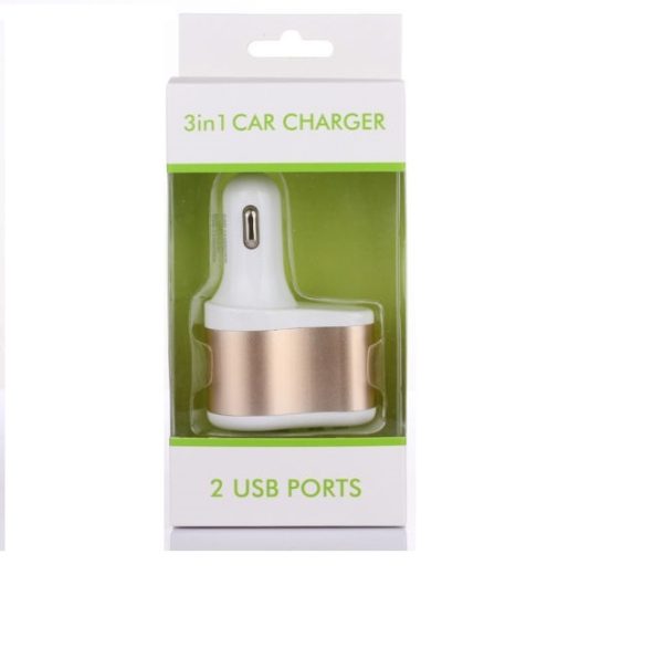 Univerzális 3 in 1 autós töltő – 2 USB port, szivargyújtó csatlakozó - Image 3