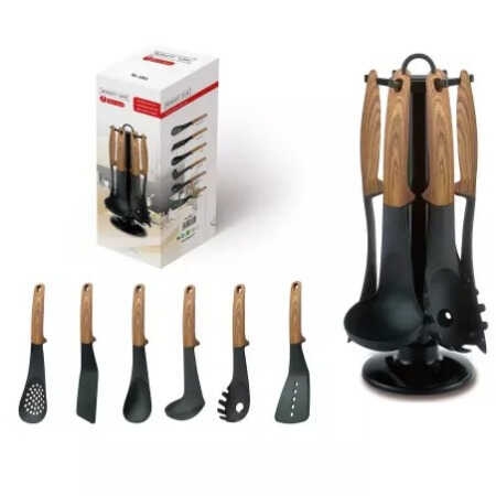 Royalty Line 7 részes tálalóeszköz készlet tartóállvánnyal, 3 féle színben, fekete,piros,barna - Image 9