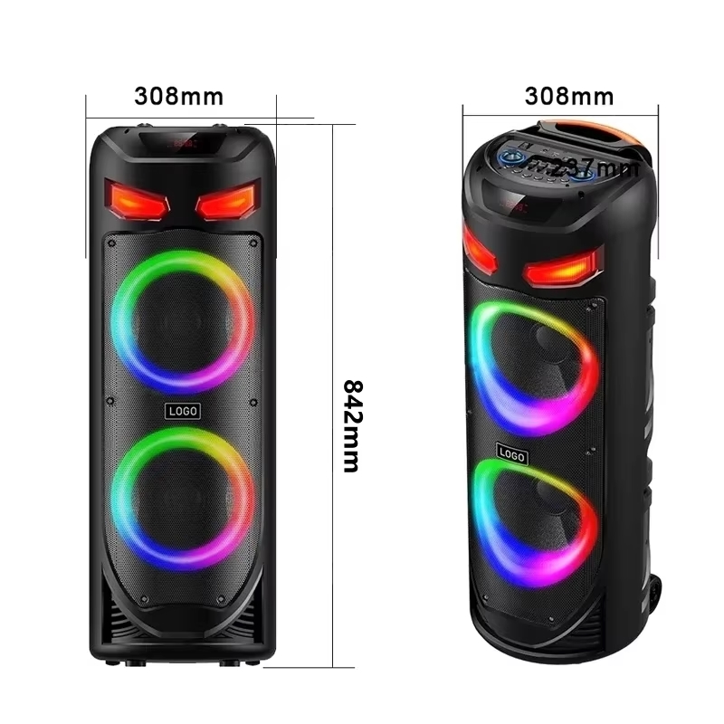 Sing-e ZQS8237 Hordozható hangszóró, 8 hüvelyk*2, 40W, USB/TF/FM/BT - Image 2