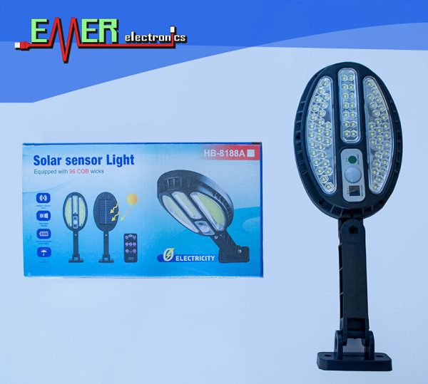 96 ledes Kültéri napelemes lámpa távirányítóval - Solar sensor light HB-8188A - Image 3