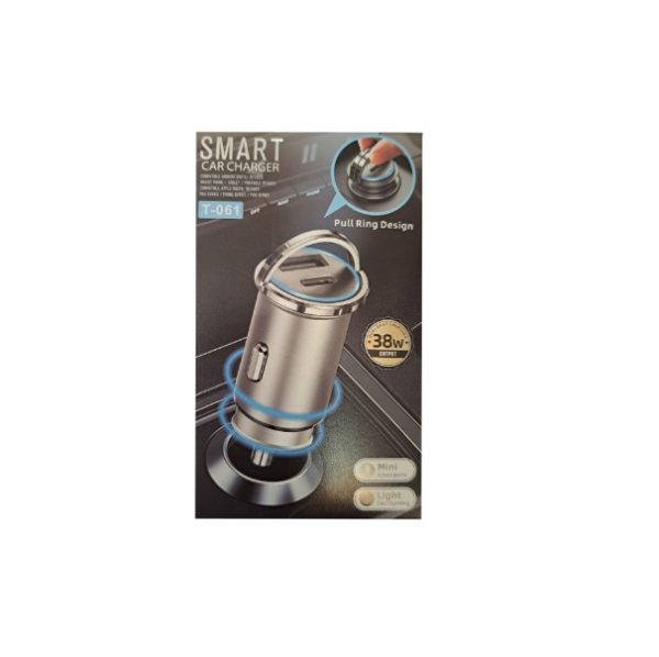 Mini 2 portos gyűrűs C típusú gyors USB autós töltő T-061 - Image 2
