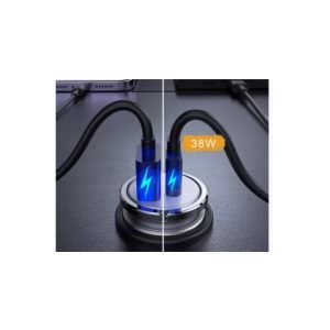 Mini 2 portos gyűrűs C típusú gyors USB autós töltő T-061