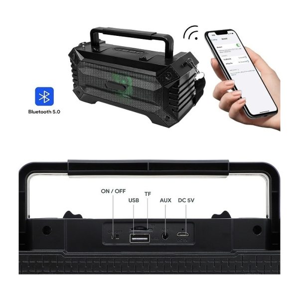 TO-370 Napelemes Bluetooth hangszóró és rádió, lámpával - Image 2