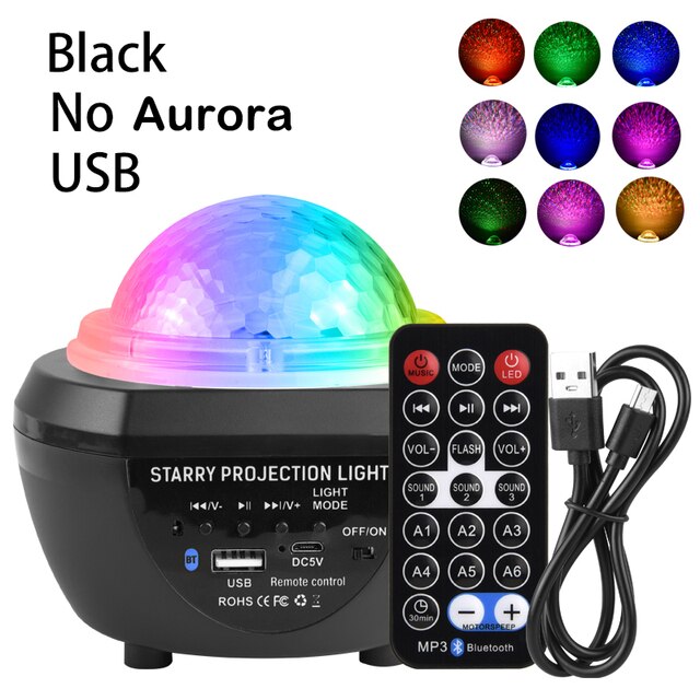 Led starry projektor light – éjszakai lámpa és hangszóró, disco éjjeli fény - Image 4