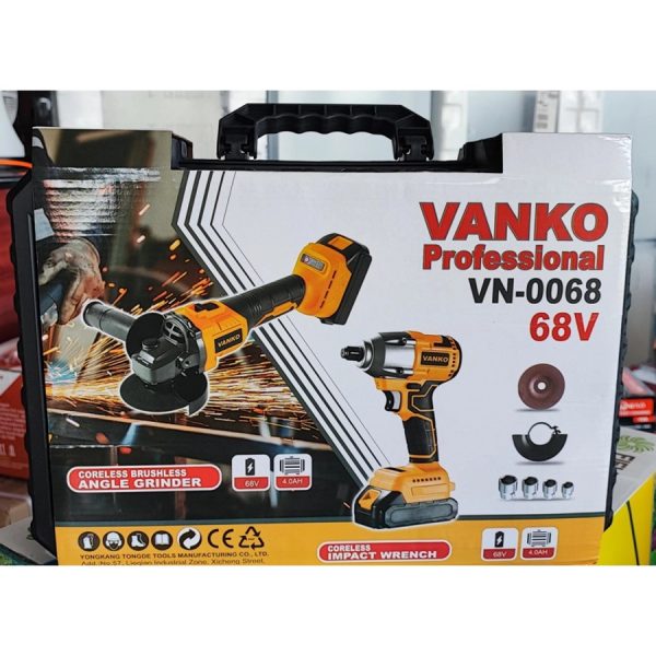 Vanko dupla akkumulátoros ,ütőkulcs és sarokcsiszoló szett kofferben , 68 V , 4AH, VN-0068 - Image 3