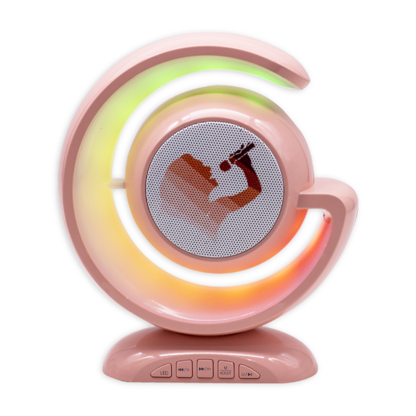 Vezeték nélküli hangszóró fénysóval és 2 DB vezeték nélküli mikrofonnal, Rózsaszín - Image 2