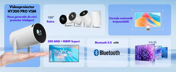 Intelligens 4k videoprojektor játékkonzollal, VSM, Android TV 11.0, távirányító, WiFi 6, Bluetooth 5.0, 130 hüvelykes vetítővászon, automatikus képkorrekció, négymagos, 280 ANSI, beépített hangszóró, HDMI, USB, fehér - Image 26