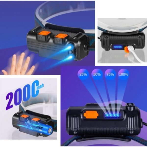 W678 Fejlámpa flexibilis COB LED + 90° állítható XPG LED, USB töltéssel - Image 3
