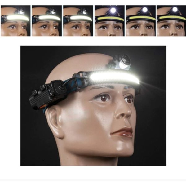 W678 Fejlámpa flexibilis COB LED + 90° állítható XPG LED, USB töltéssel - Image 5