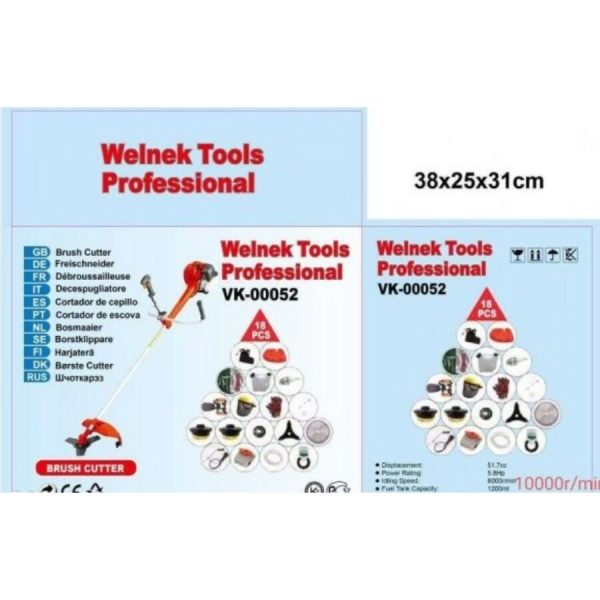 Welnek Tools VK-00052, Benzines Fűkasza 5.8 Lóerős 18 Részes - Image 3
