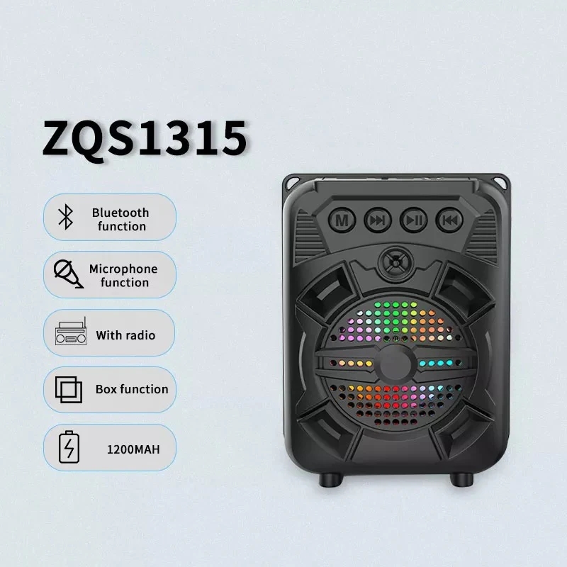 ZQS1315 Hordozható BT hangszóró, 5W, 20Hz-20KHz, RGB - Image 3