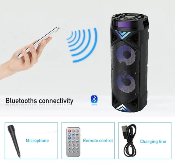ZQS-6201 Hordozható hangszóró, Bluetooth hangfal mikrofonnal és távirányítóval, 30W - Image 5