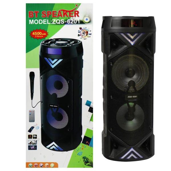 ZQS-6201 Hordozható hangszóró, Bluetooth hangfal mikrofonnal és távirányítóval, 30W - Image 7