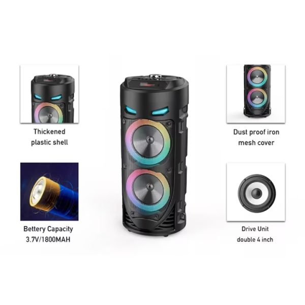 ZQS4239 Hordozható Bluetooth hangszóró karaoke mikrofonnal, 15W - Image 4