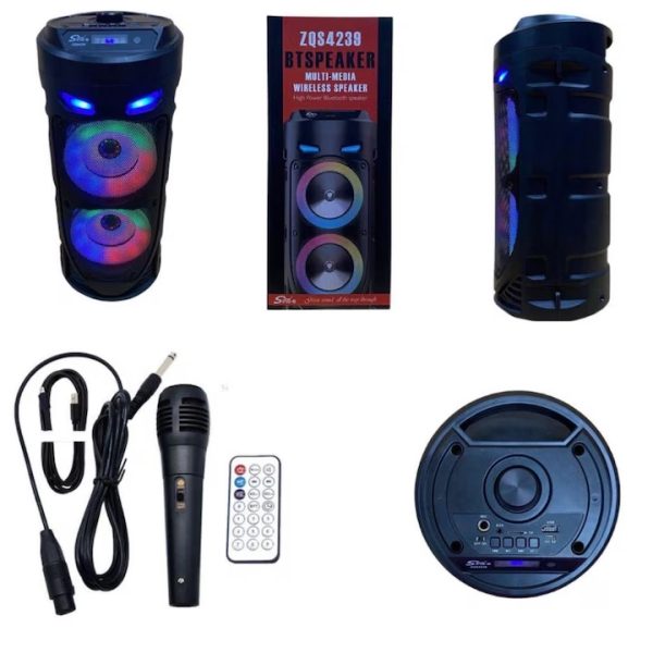 ZQS4239 Hordozható Bluetooth hangszóró karaoke mikrofonnal, 15W - Image 6