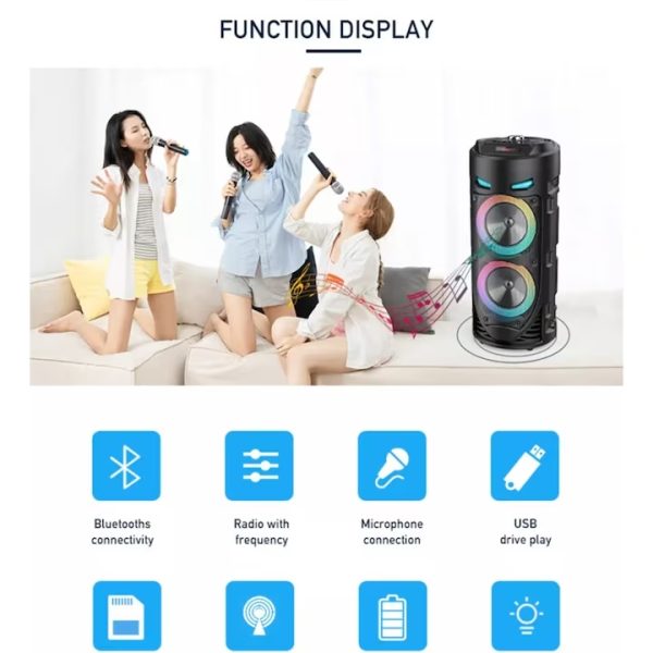 ZQS4239 Hordozható Bluetooth hangszóró karaoke mikrofonnal, 15W - Image 7