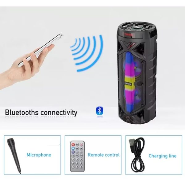ZQS6216 Hordozható hangszóró, Bluetooth hangfal mikrofonnal, 2x20W - Image 4