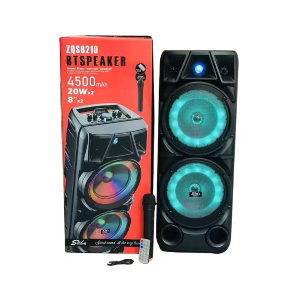 ZQS8210 Super Bass 8"x2 bluetooth hangszóró karaoke mikrofonnal,2x20W - Image 6