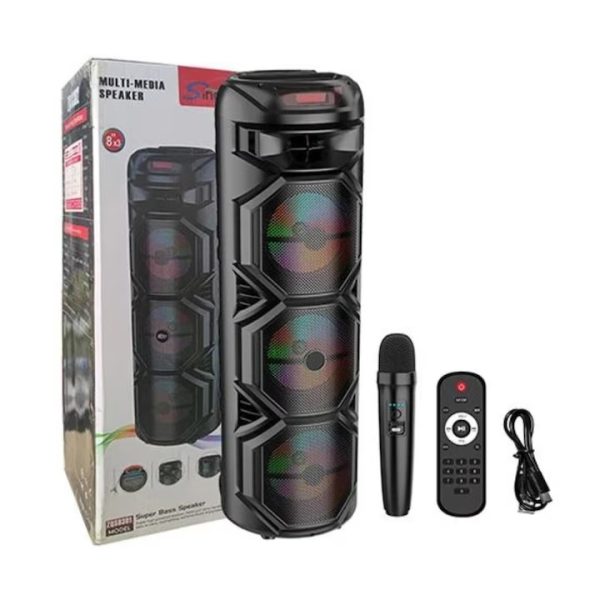 ZQS8301 Hordozható hangszóró,BT/FM/AUX/USB, RGB, mikrofon, 40W RMS/120W PMPO - Image 5