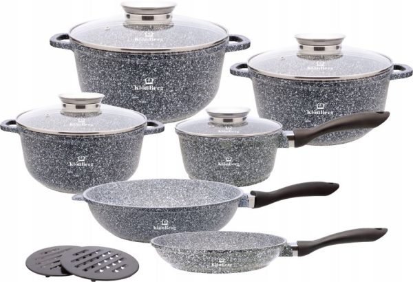 Klönberg KB-3927 indukciós 12 részes gránit bevonatú edénykészlet, (2.3L, 4.3L, 6.2L, 1.2L, 1.5L, 3.5L)