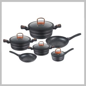 AIWA LO-1020-LO 10 részes edénykészlet kovácsoltaluminium márvány bevonat